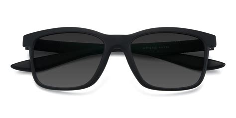 Matte Black Wrap Around Tr90 Rectangle Tinted Sunglasses With Green