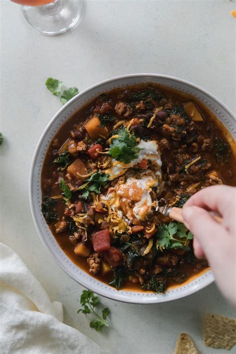 This Pumpkin Beer Chicken Chili With Butternut Squash And Kale Is A