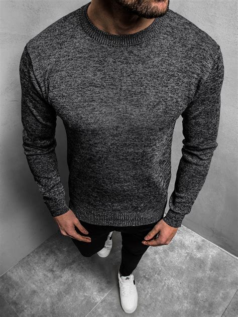 Мъжки пуловер графитен OZONEE HR/1833Z | OZONEE.BG