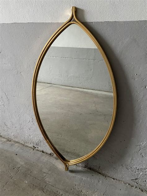 Mid Century Modern Italian Gilt Metal Wall Mirror 1970s For Sale At