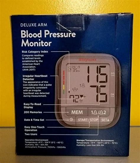 Walgreens Deluxe Arm Blood Pressure Monitor 10 Features 311917207001