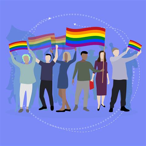 Lgbt Parade Gays And Lesbians With Rainbow Flags Pride Love Illustration Lgbtq Homosexual And