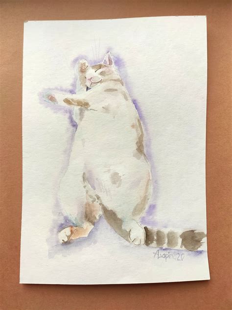 Cat Painting Original Watercolor Art White Cat Pet Portraits Etsy