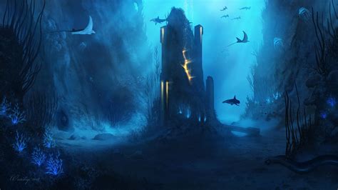 Underwater Monolith Painting Drawing Watercolor Paintings Monolith