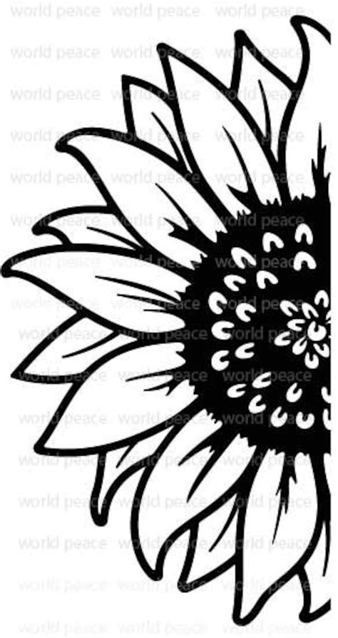 Sunflower Svg Files Half Sunflower Svg Cut File Floral Etsy