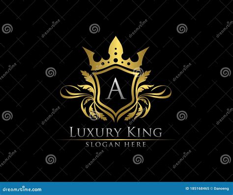 Luxury Royal King A Letter Heraldic Gold Logo Template Stock Vector