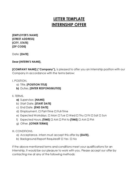 24 Best Internship Offer Letter Examples Free Templates