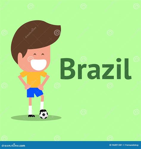 Football Player Character Brazilian Soccer Player Stock Vector