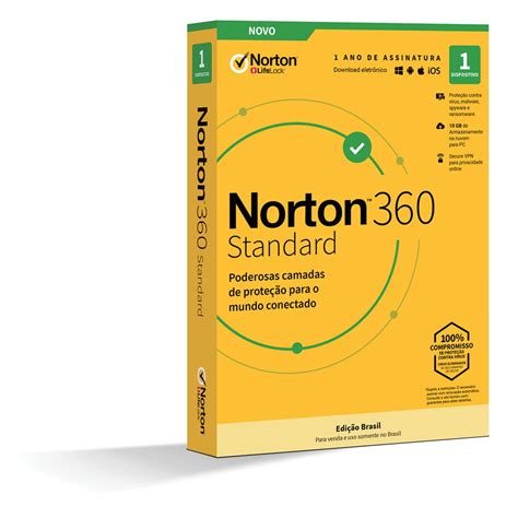 Antivírus Norton 360 Standard 1 Usuário 1 Dispositivo 12 Meses 10gb