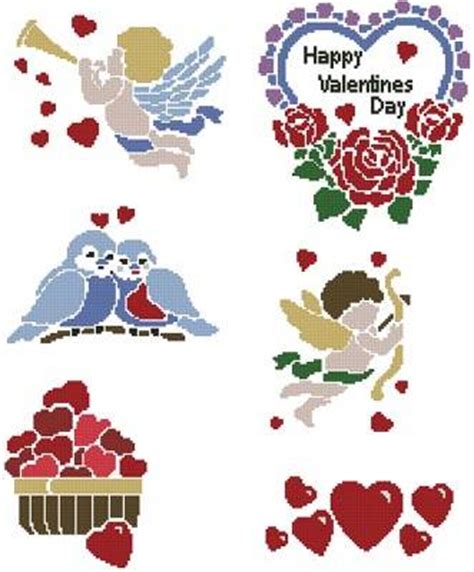 Find patterns for kids, adults, and home. Valentine's Day Motifs Cross Stitch Pattern valentines