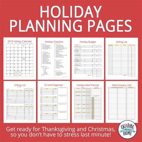 Holiday Planning Pages Free Printable