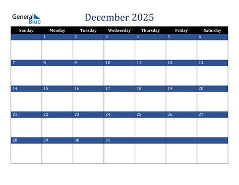 December 2025 Calendar Pdf Word Excel