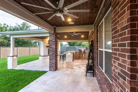 Patio Cover With Outdoor Kitchen And Fireplace Richmond Tx Hhi