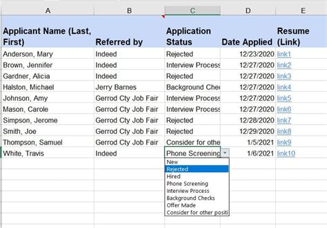 Applicant Tracking Spreadsheet Free Excel Templates