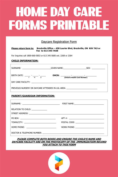 8 Best Home Day Care Forms Printable