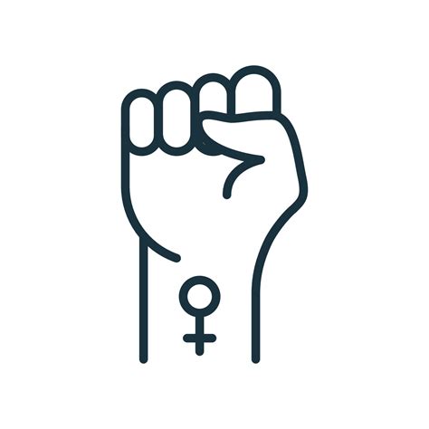 Symbol Of Feminist Movement Strong Fist Raised Up With Female Gender
