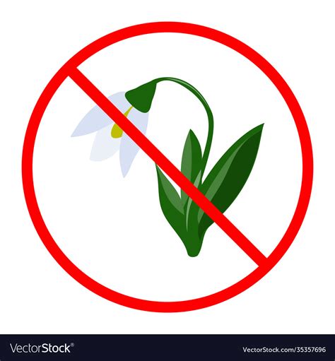 Stop Do Not Pluck Flowers Sign Royalty Free Vector Image