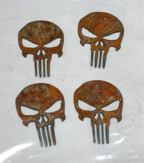 Lot Set Of 4 Rusty 2 Inch Punisher Skull Logo Symbol Vintage Etsy