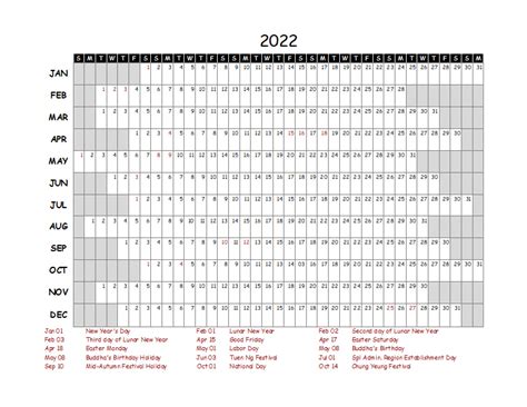 2022 Yearly Project Timeline Calendar Hong Kong Free Printable Templates