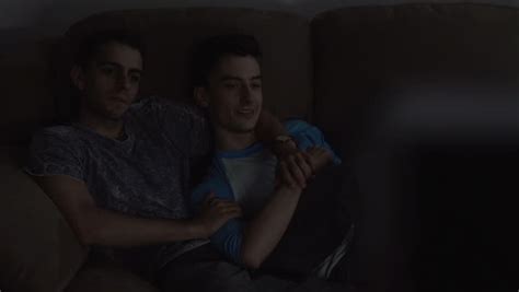I don't see myself as muscular or manly. Two Young, Gay Men Drink On Couch. Shot In Moreno Valley ...