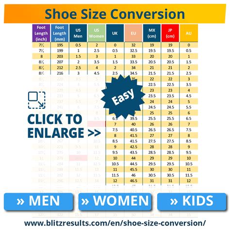 Shoe Sizes Charts Men Women How To Guide