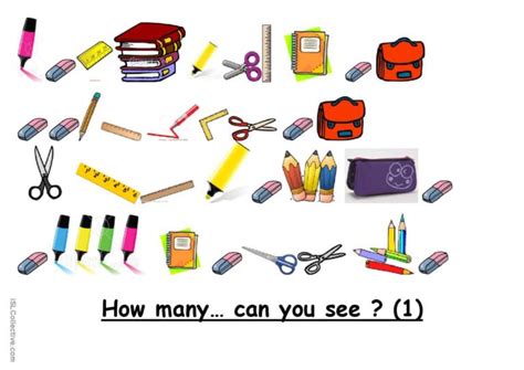How Many School Objects Can You See English Esl Worksheets Pdf And Doc