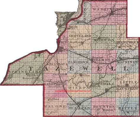 Tazewell County Illinois Map Pekin Morton Washington Delavan