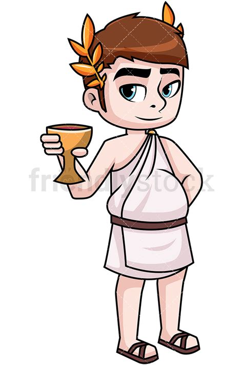 Apollo olympian greek god, ancient greece myths cartoon character vector illustration isolated on a white background. Dionysus God Of Wine Cartoon Vector Clipart - FriendlyStock