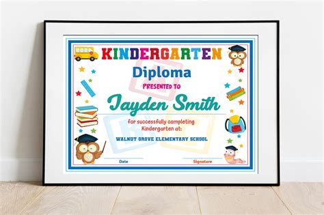 Editable Kindergarten Diploma Certificate Customizable Kinder Diploma