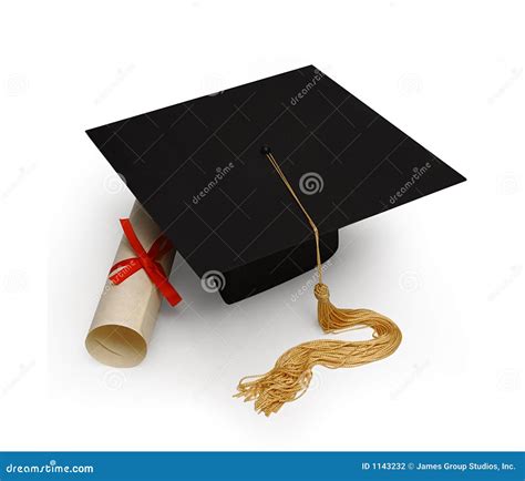 Mortar Board And Diploma On White Stock Photo Image Of University