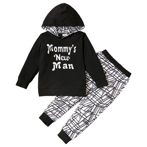 5t Kids Boy Clothes Little Boy Outfits Letter Print Long Sleeve Hooded