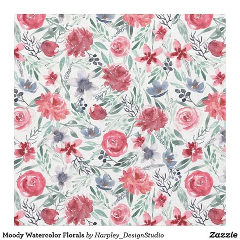 On my list to work on creating coordinates for this hand illustrated (in procreate) floral pattern i made for the brief 'moody florals'. Moody Watercolor Florals Fabric | Floral watercolor ...