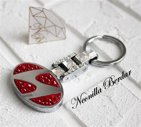 Hyundai Premium Red Keychain With Swarovski Crystals Bling Keychain