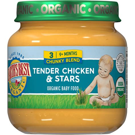Switch to low heat as soon as stock boils and cook vegetables until very soft. Tender Chicken & Stars Stage 3 Jarred Baby Food | Earth's ...
