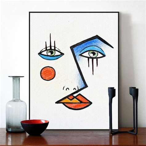 Modern Minimalist Abstract Face Picasso Poster A4 Big Print Wall Art