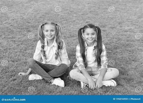 Sisterhood And Friendship We Are Friends Cheerful Schoolgirls On Sunny Day Stock Image Image