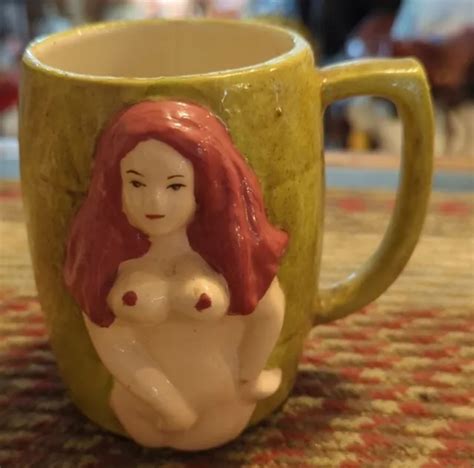 VINTAGE HANDMADE MCM Risque Nude D Naked Lady Ceramic Coffee Mug Cup