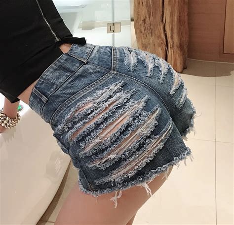 Sexy Trou Ripped Booty Shorts Femmes Taille Haute Fringe Jean Shorts