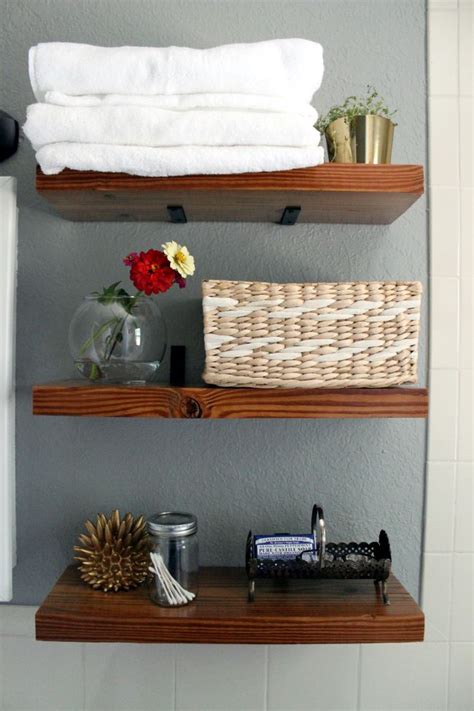 Keep on reading to learn more about all 26 cheap and easy diy bathroom ideas! DIY Bathroom Shelves with L brackets! | DYI | Pinterest