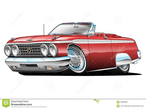 American Classic Convertible Muscle Car Cartoon Stock