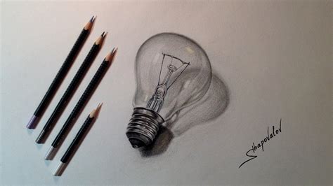 Speed Drawing Lightbulb Time Lapse Realistic Lightbulb Реалистичная