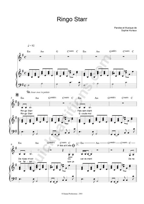 Partition piano Ringo Starr - La grande Sophie (Partition Digitale)