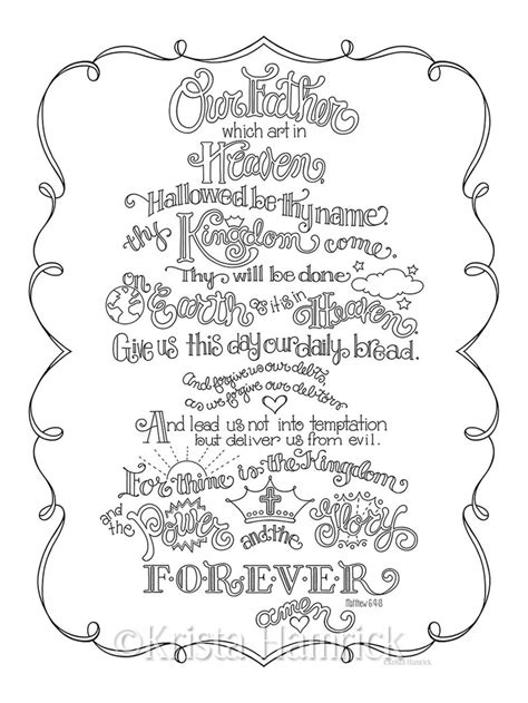 The Lord's Prayer coloring page in three sizes: 8.5X11 | Etsy