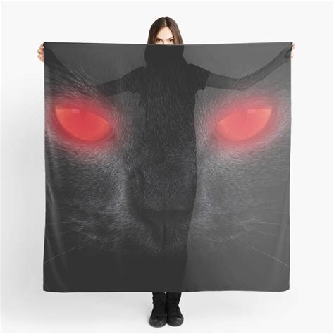 Halloween Scary Black Cat Red Glowing Eyes Scarf For Sale By Amtsales
