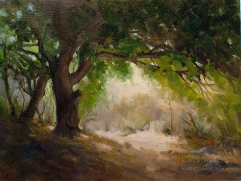 Oak Tree Lighted Path Oil Painting By Karen Winters Karen Winters