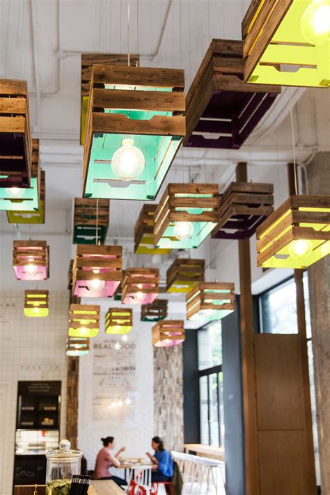 Lighting Design Idea Wood Crates Painted On The Inside Act As Shades