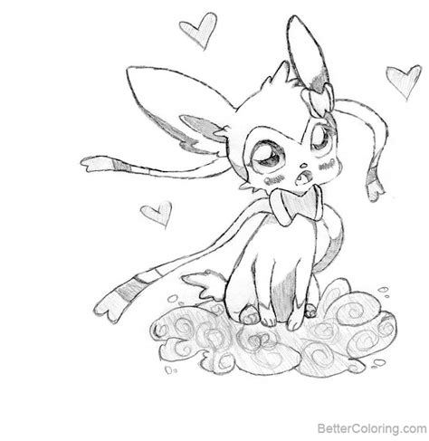Sylveon Pokemon Coloring Pages Sketch Coloring Page