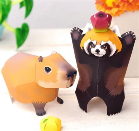 Papermau Red Panda And Capybara Miniature Paper Toys By Ayumu Saito