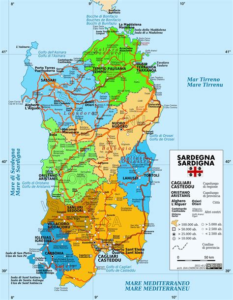 Carte De La Sardaigne Avec Les Villes