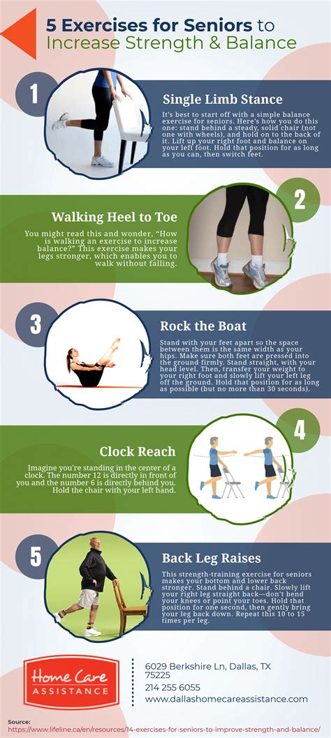5 Strength And Balance Exercises For Seniors Infographic